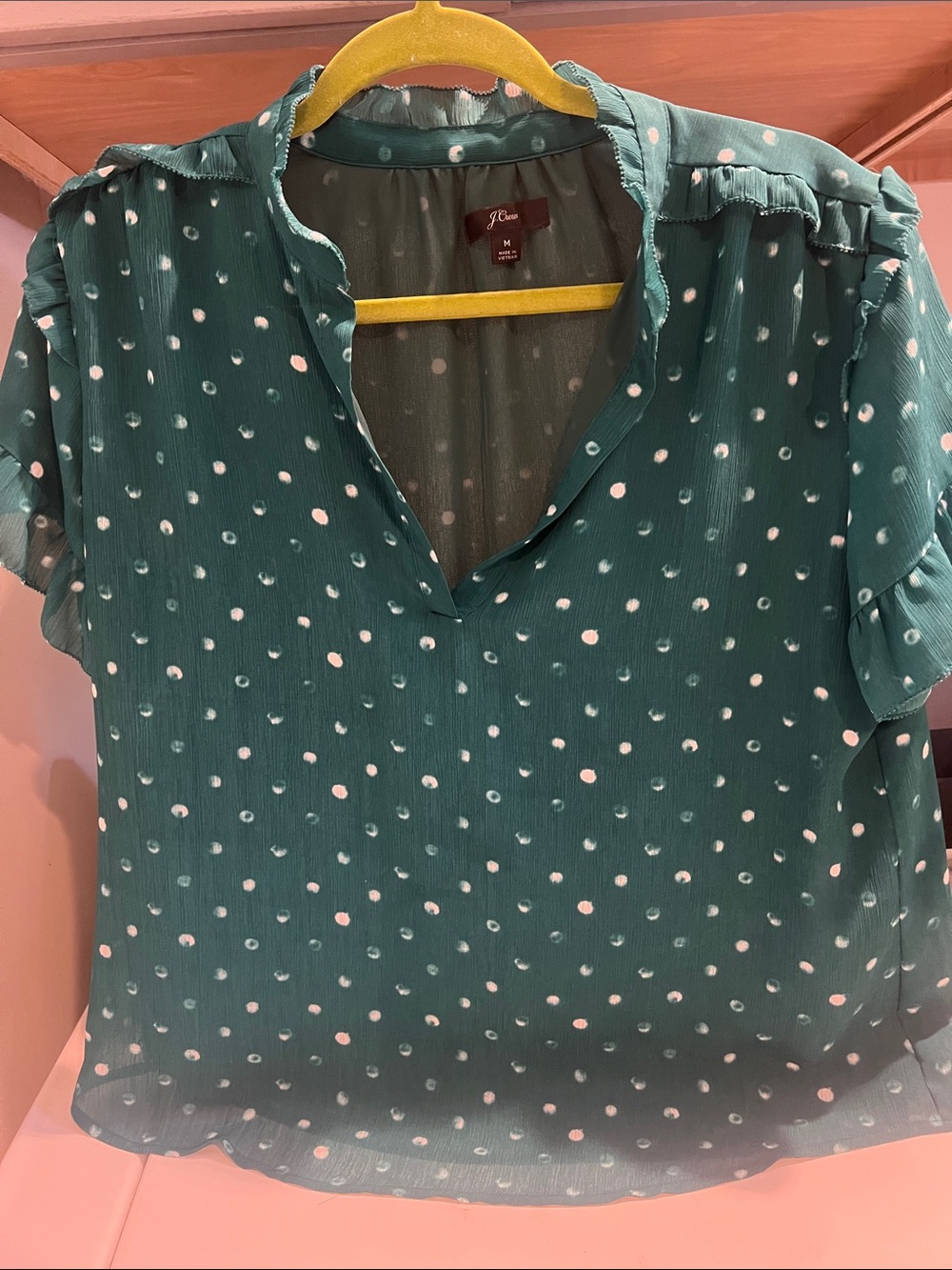 J. Crew Polka Dot Ruffle Sleeve Blouse